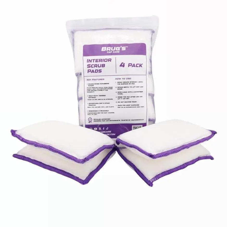 Brug's Interior Scrub - 4 Pack - Double Sided Scrub Pad - High Quality 720 GSM Nylon Bristles