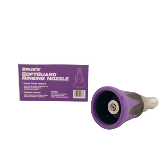 Brug's SoftGuard Rinsing Nozzle | Rubber Guarded Edges, High Flow Nozzle | 15° / 40°  Black and Purple (Nozzle Only)