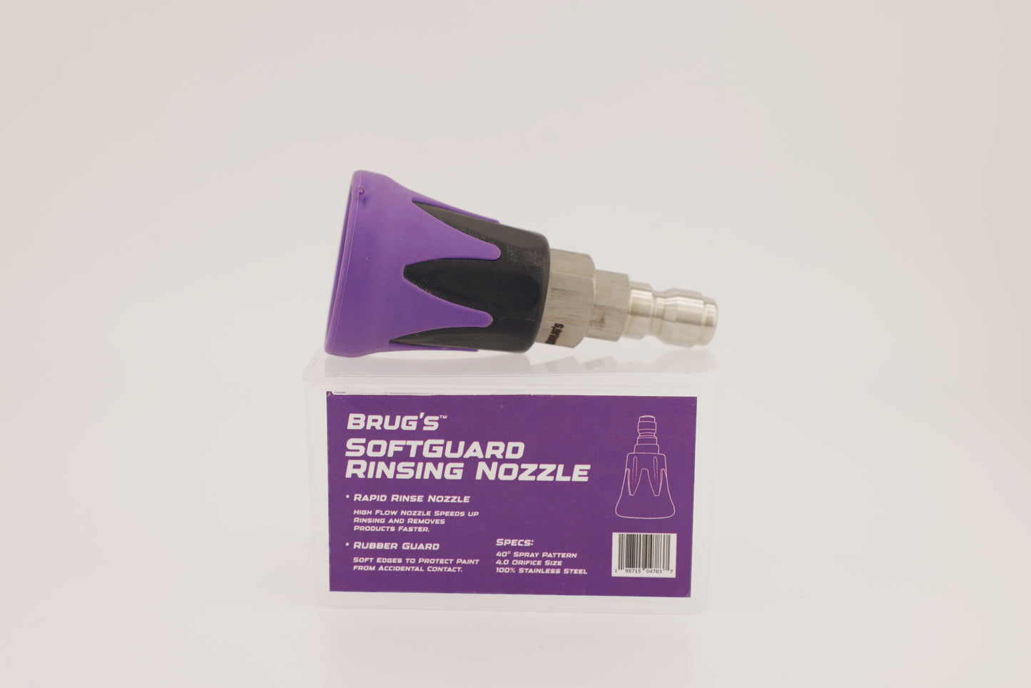 Brug's SoftGuard Rinsing Nozzle | Rubber Guarded Edges, High Flow Nozzle | 15° / 40°  Black and Purple (Nozzle Only)