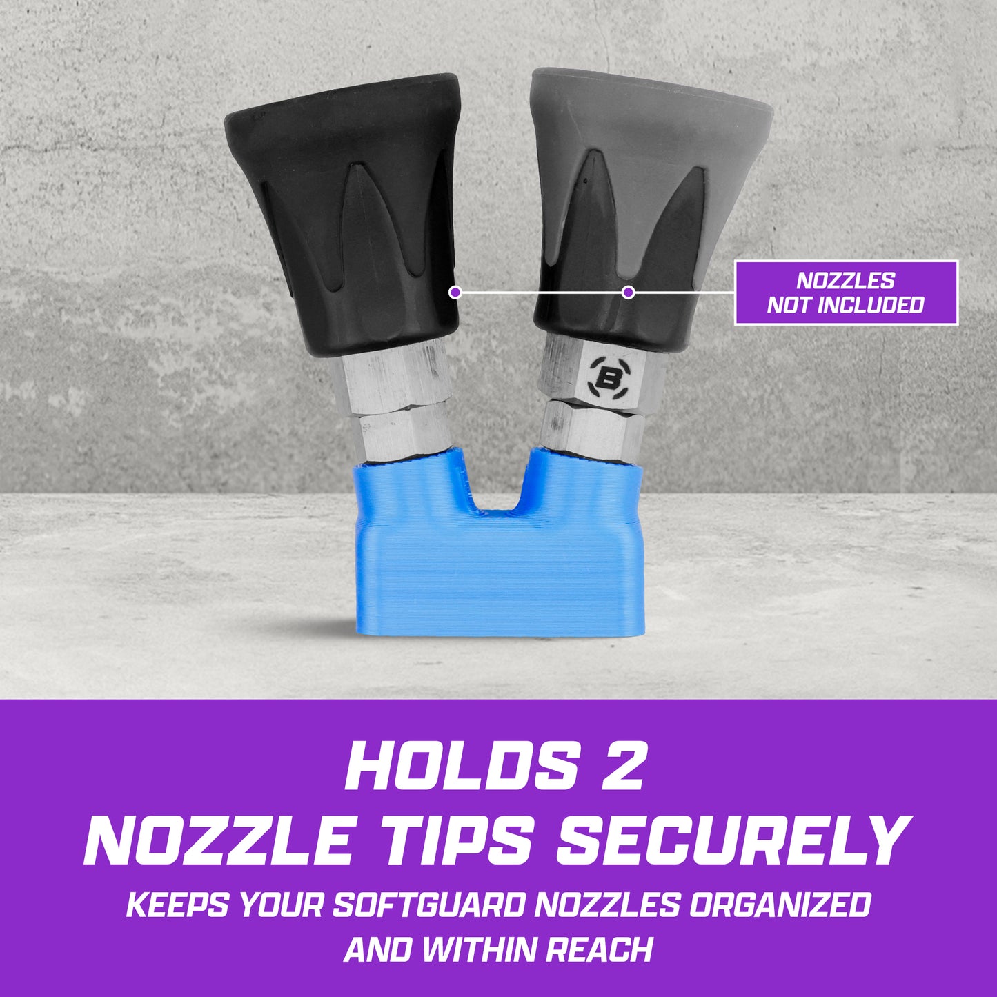 Brug’s Pro Nozzle Holder for Pro Swivel Gun | Holds 2 Tips | Quick-Access Mount | TPU Soft Guard