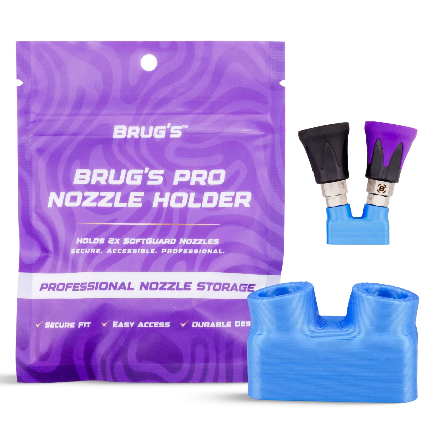 Brug’s Pro Nozzle Holder for Pro Swivel Gun | Holds 2 Tips | Quick-Access Mount | TPU Soft Guard