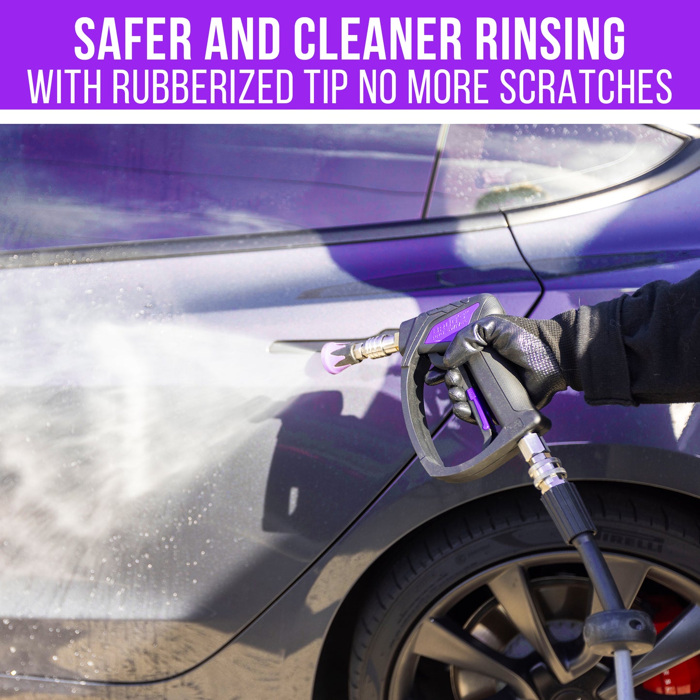 Brug's SoftGuard Rinsing Nozzle | Rubber Guarded Edges, High Flow Nozzle | 15° / 40°  Black and Purple (Nozzle Only)